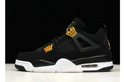 Hyperoad GOLD-WHITE AIR BLACK 4 JORDAN MENS “ROYALTY” METALLIC 0818